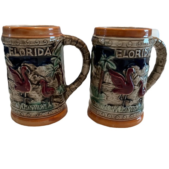 ❤️Vintage Florida Print Antique Mug Two Piece Set